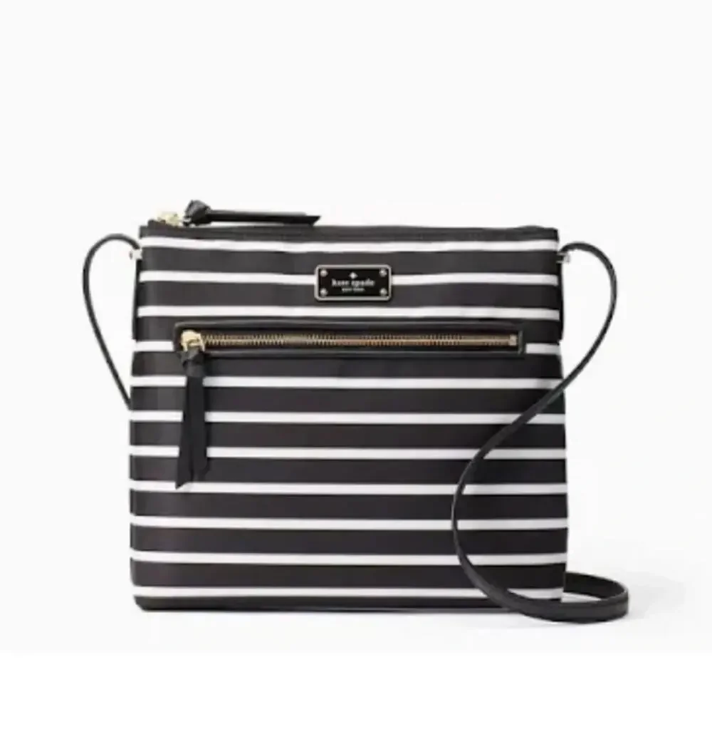 kate spade Black and White Striped Crossbody Bag